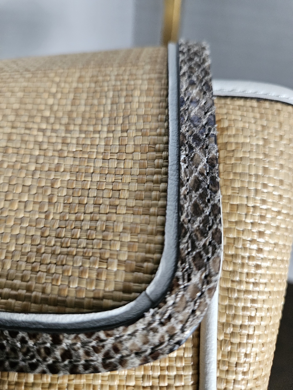 Coach Taylor City Natural Straw & Python Clutch Wristlet - Picture 11 of 11